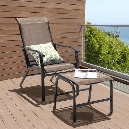 Brown metal textilene - , lounge